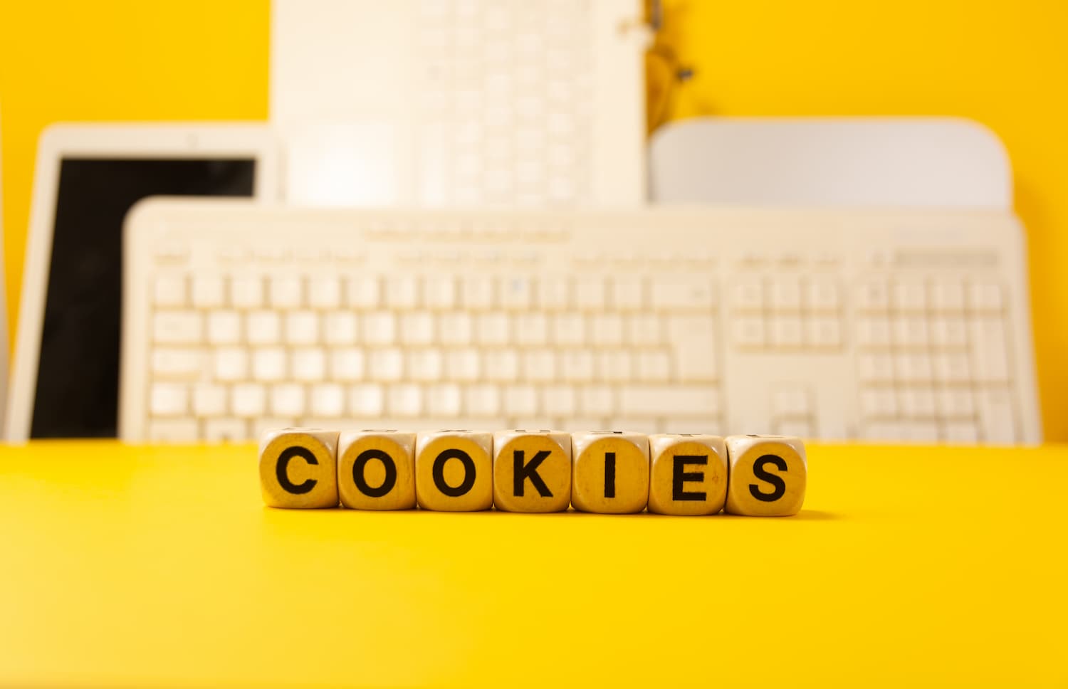 the word cookies spelled out in front of computer components